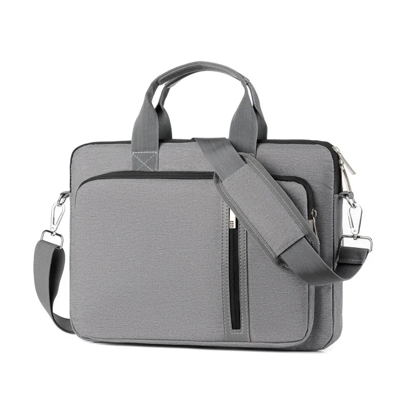 Grey laptop bag on white background