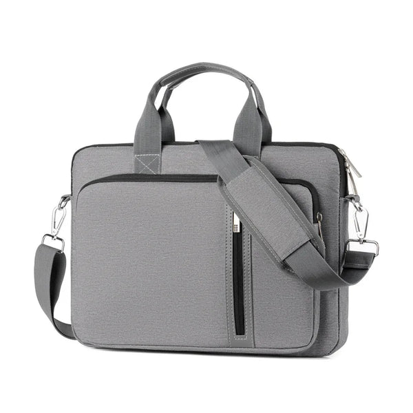 Grey laptop bag on white background